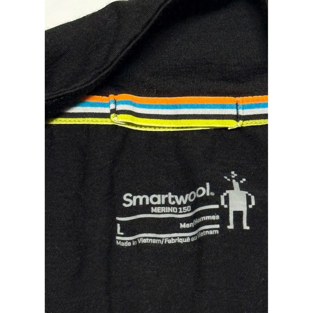 Smartwool Merino 150 Mens Large Black Quarter Zip Base Layer Pullover SW016053 - Picture 3 of 4